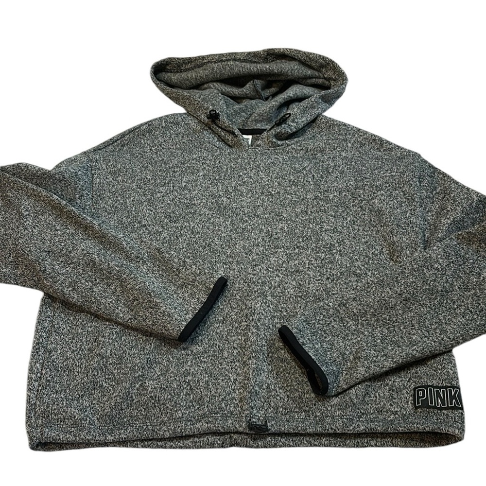 PINK Victoria’s Secret Large Hooded Sweatshirt Grey/Black EUC